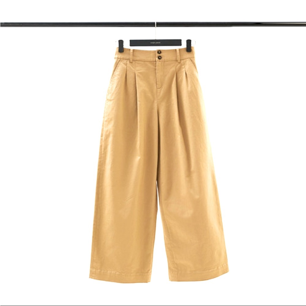 Wide leg cropped cotton pants - Picture 2 of 3